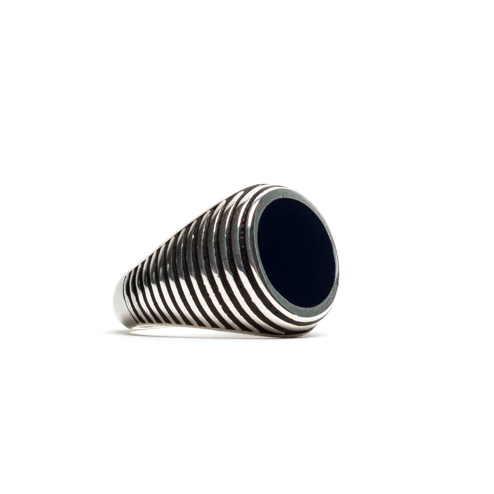 D'AMICO Anello Rigato con Lacca Blu Nuovo