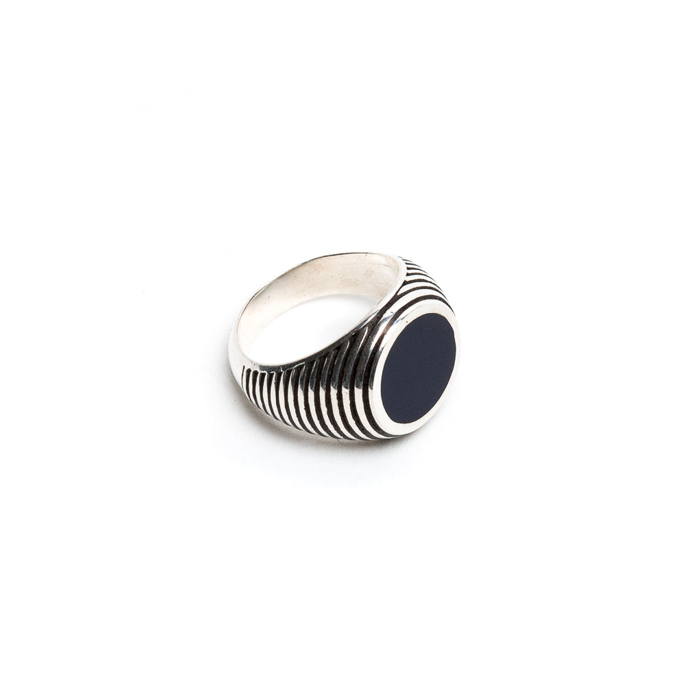 D'AMICO Anello Rigato con Lacca Blu Nuovo