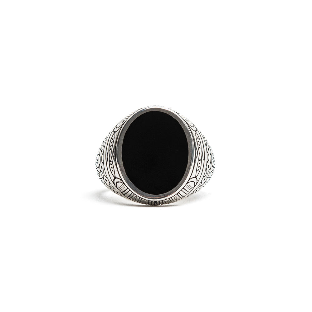 D'AMICO Anello Ovale Tuareg con Lacca Nera